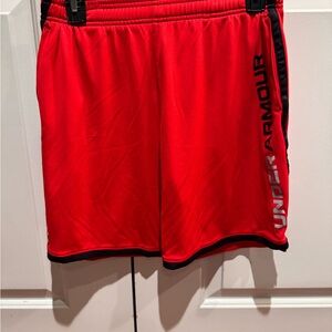 Under Armour Red Athletic Shorts with Black Trim